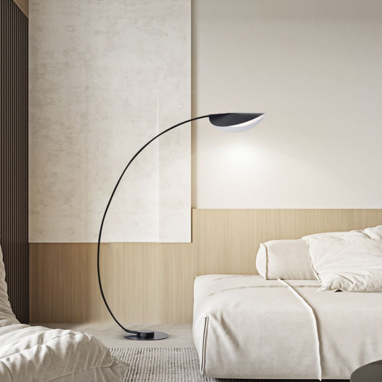 65-Inch Black Arc Metal Floor Lamp | Curved Reading Living Room