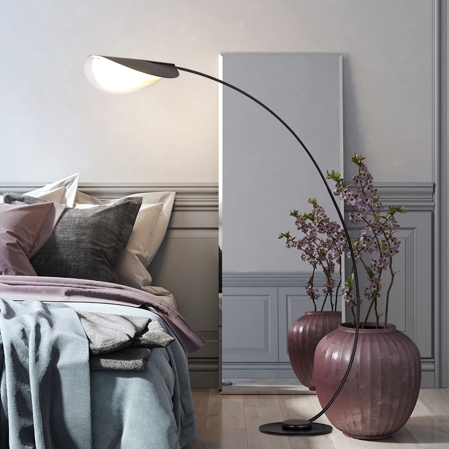 65-Inch Black Arc Metal Floor Lamp | Curved Reading Living Room