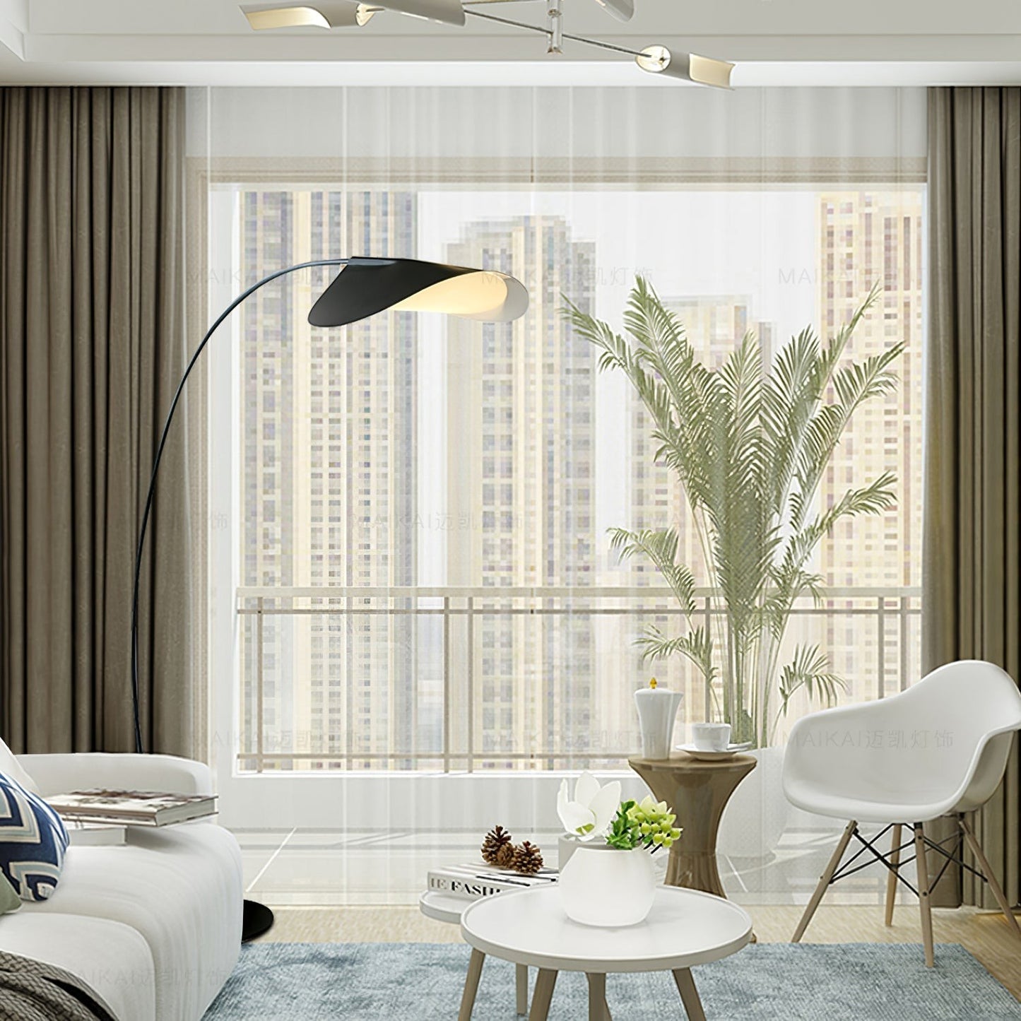 65-Inch Black Arc Metal Floor Lamp | Curved Reading Living Room