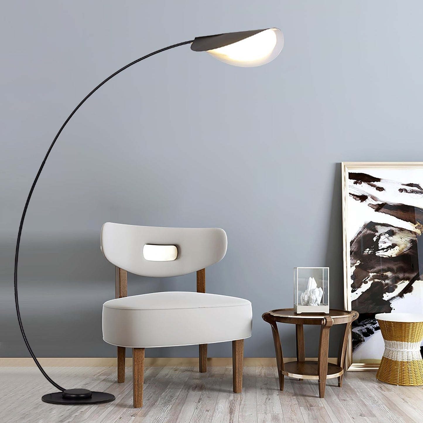 65-Inch Black Arc Metal Floor Lamp | Curved Reading Living Room