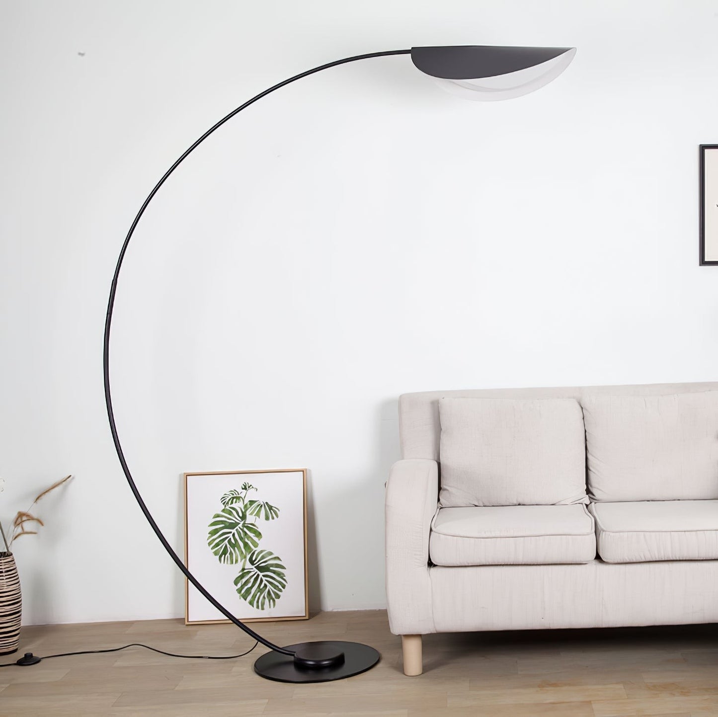 65-Inch Black Arc Metal Floor Lamp | Curved Reading Living Room