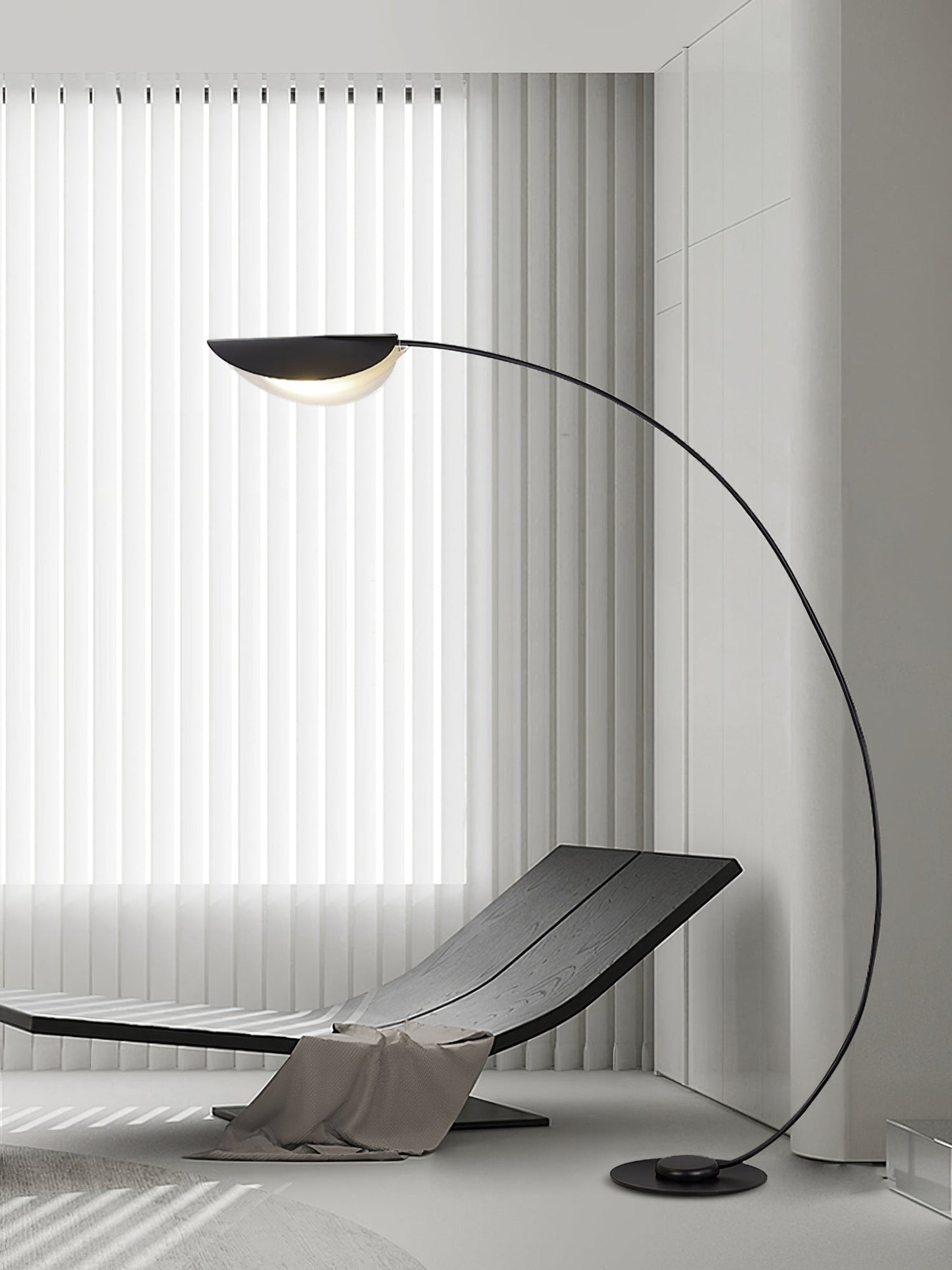65-Inch Black Arc Metal Floor Lamp | Curved Reading Living Room