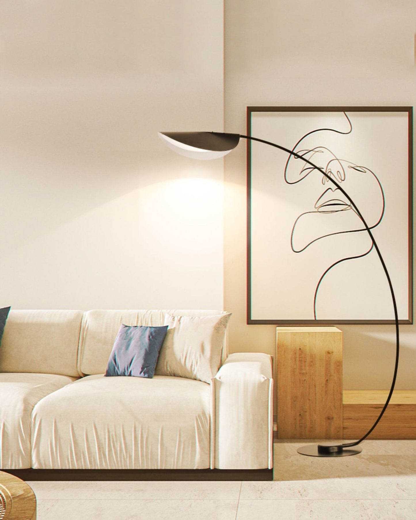 65-Inch Black Arc Metal Floor Lamp | Curved Reading Living Room