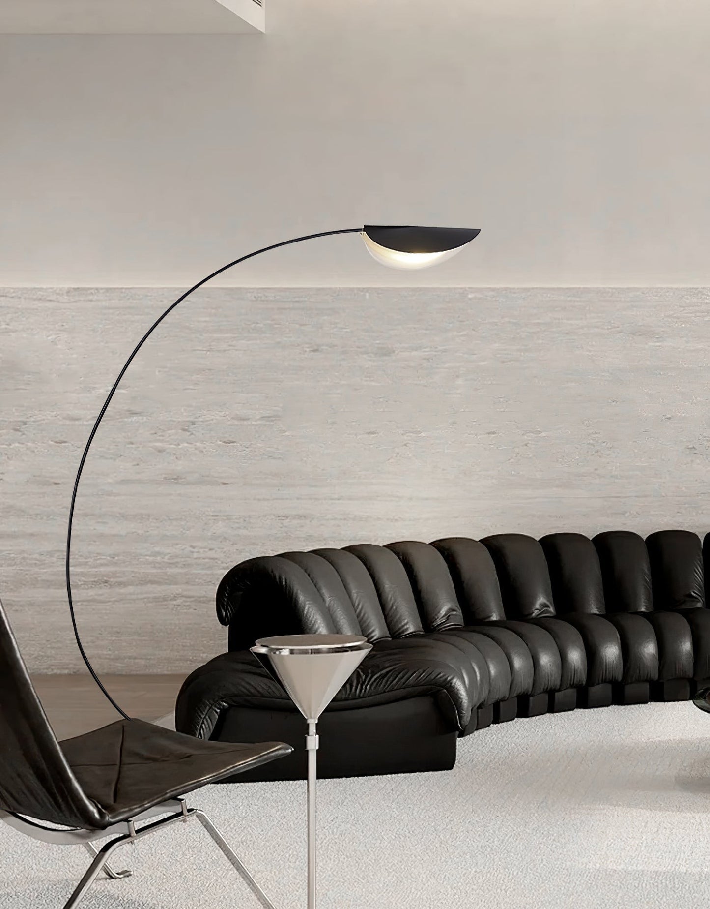 65-Inch Black Arc Metal Floor Lamp | Curved Reading Living Room