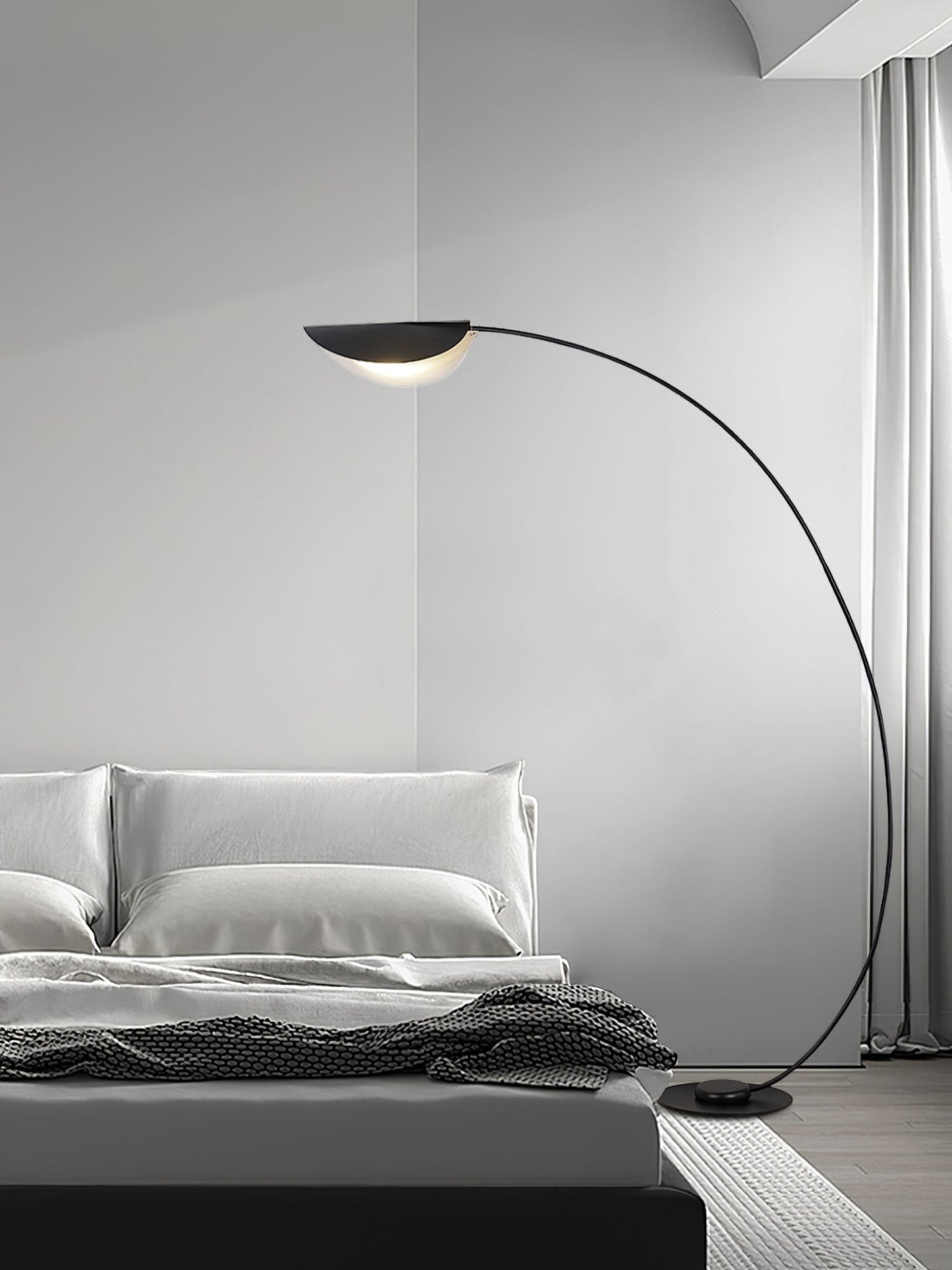 65-Inch Black Arc Metal Floor Lamp | Curved Reading Living Room