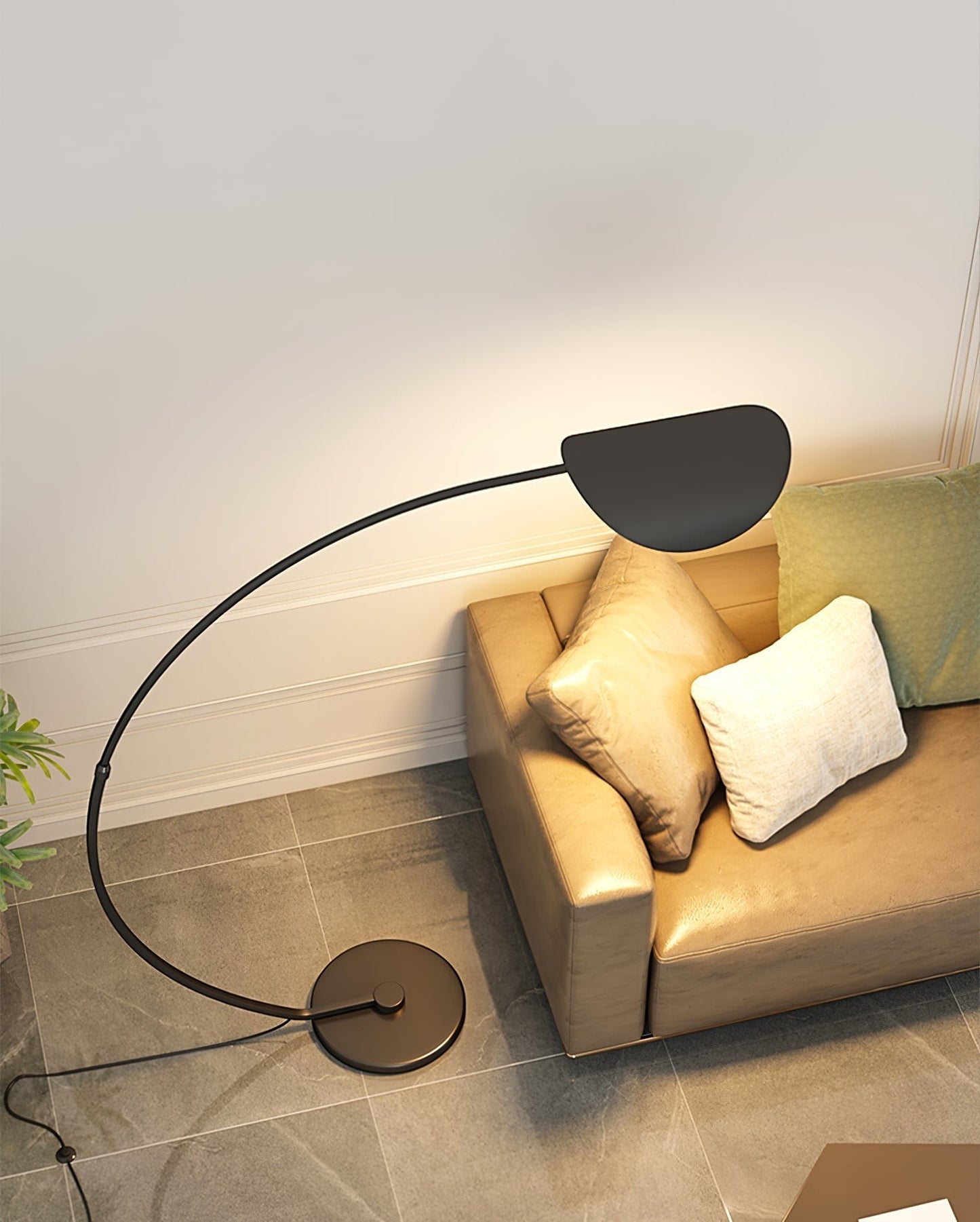 65-Inch Black Arc Metal Floor Lamp | Curved Reading Living Room