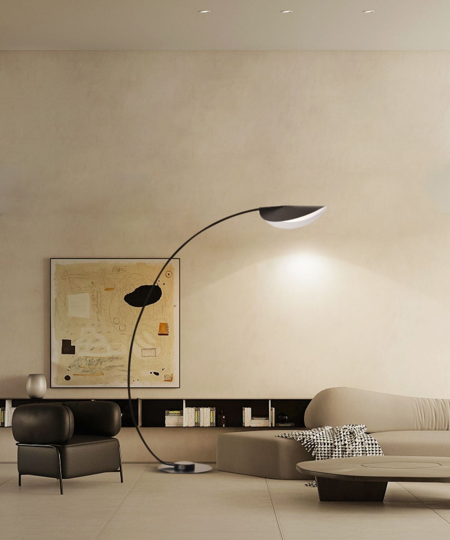 65-Inch Black Arc Metal Floor Lamp | Curved Reading Living Room