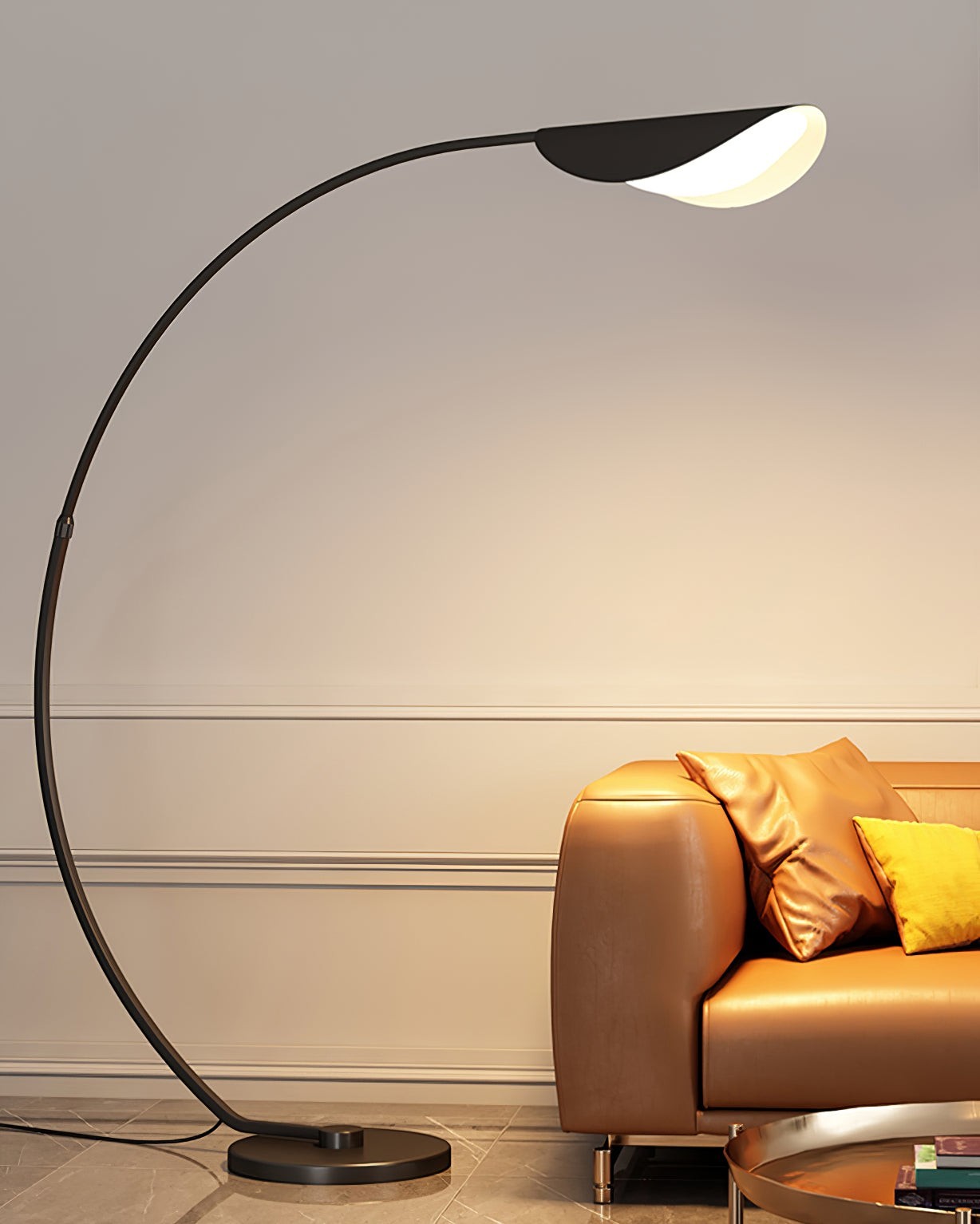 65-Inch Black Arc Metal Floor Lamp | Curved Reading Living Room