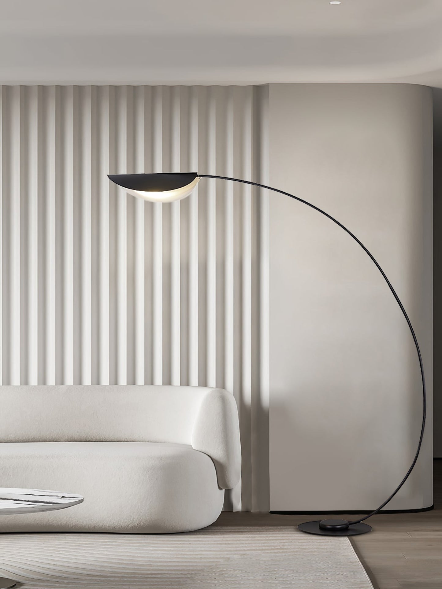 65-Inch Black Arc Metal Floor Lamp | Curved Reading Living Room