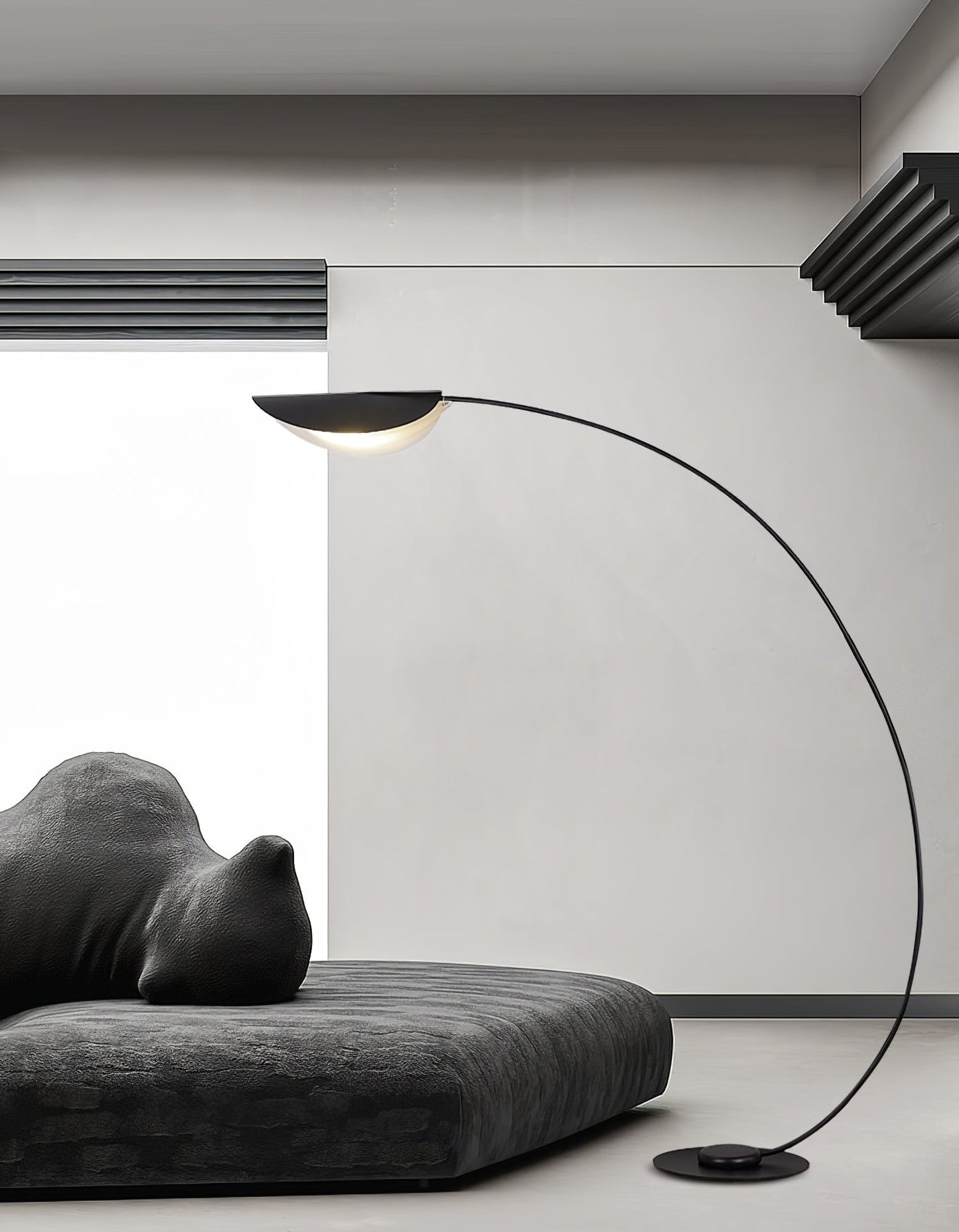 65-Inch Black Arc Metal Floor Lamp | Curved Reading Living Room