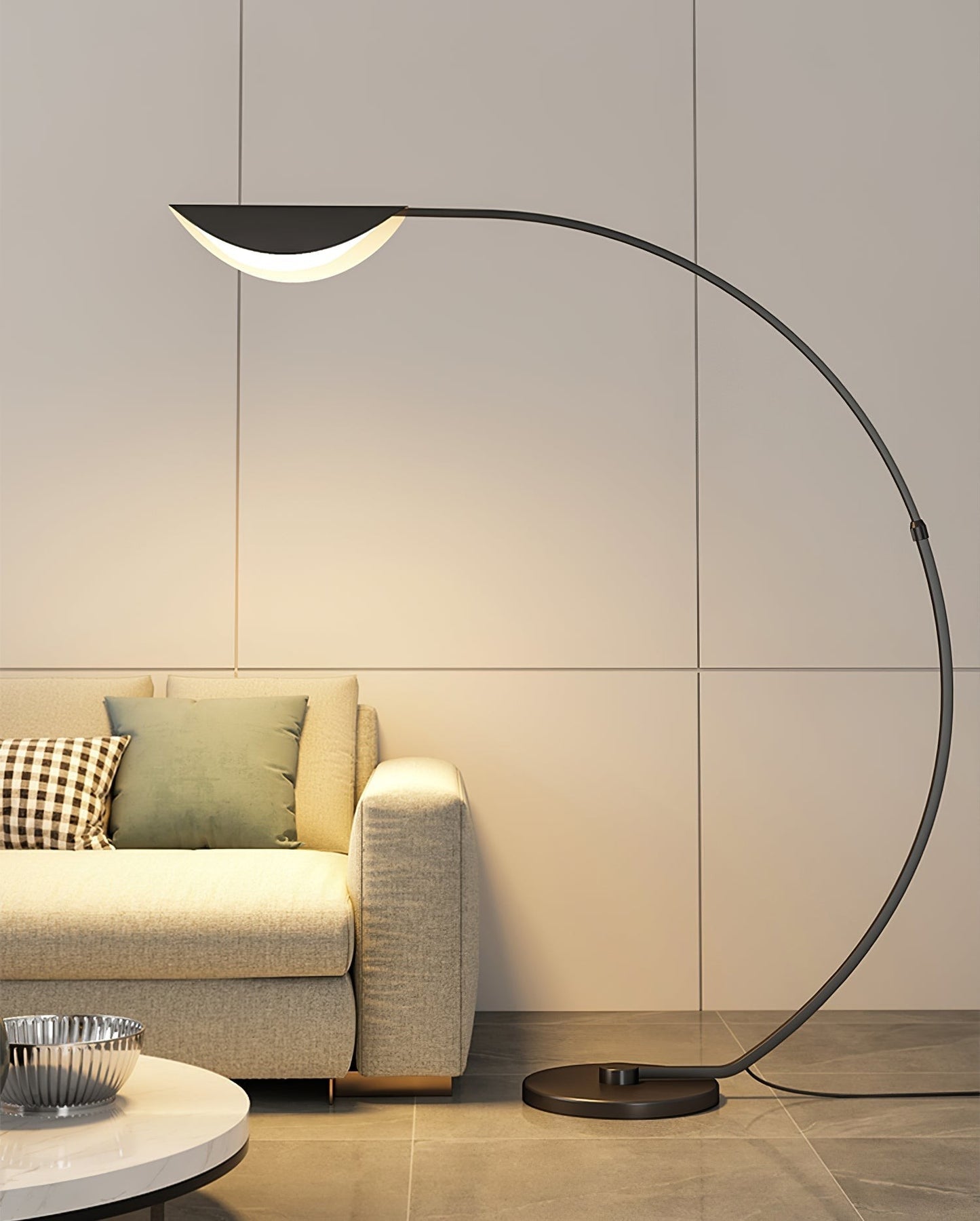65-Inch Black Arc Metal Floor Lamp | Curved Reading Living Room