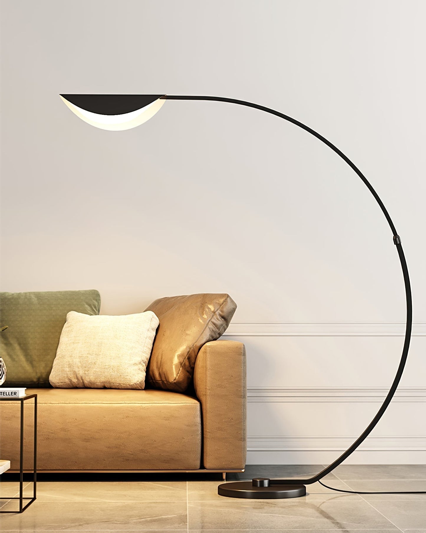 65-Inch Black Arc Metal Floor Lamp | Curved Reading Living Room