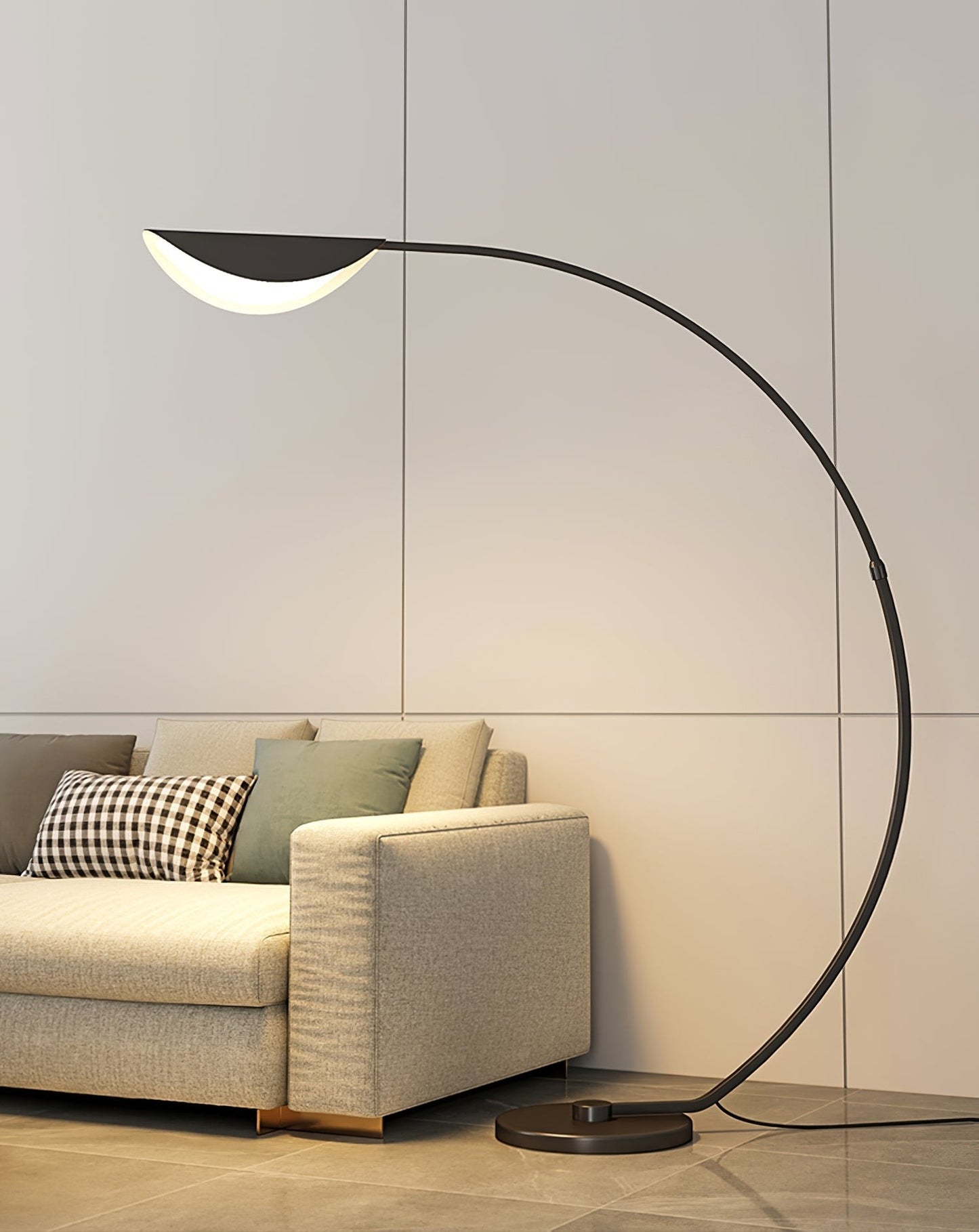 65-Inch Black Arc Metal Floor Lamp | Curved Reading Living Room