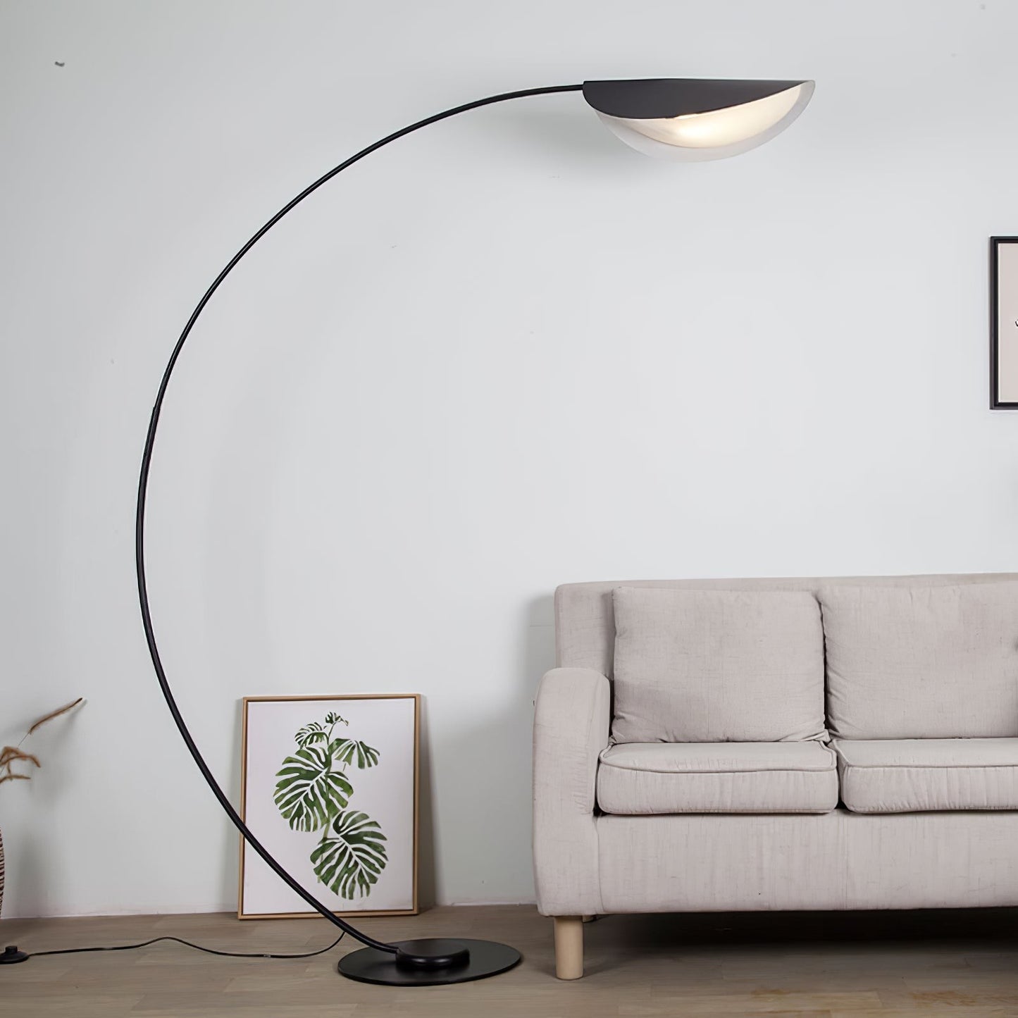 65-Inch Black Arc Metal Floor Lamp | Curved Reading Living Room