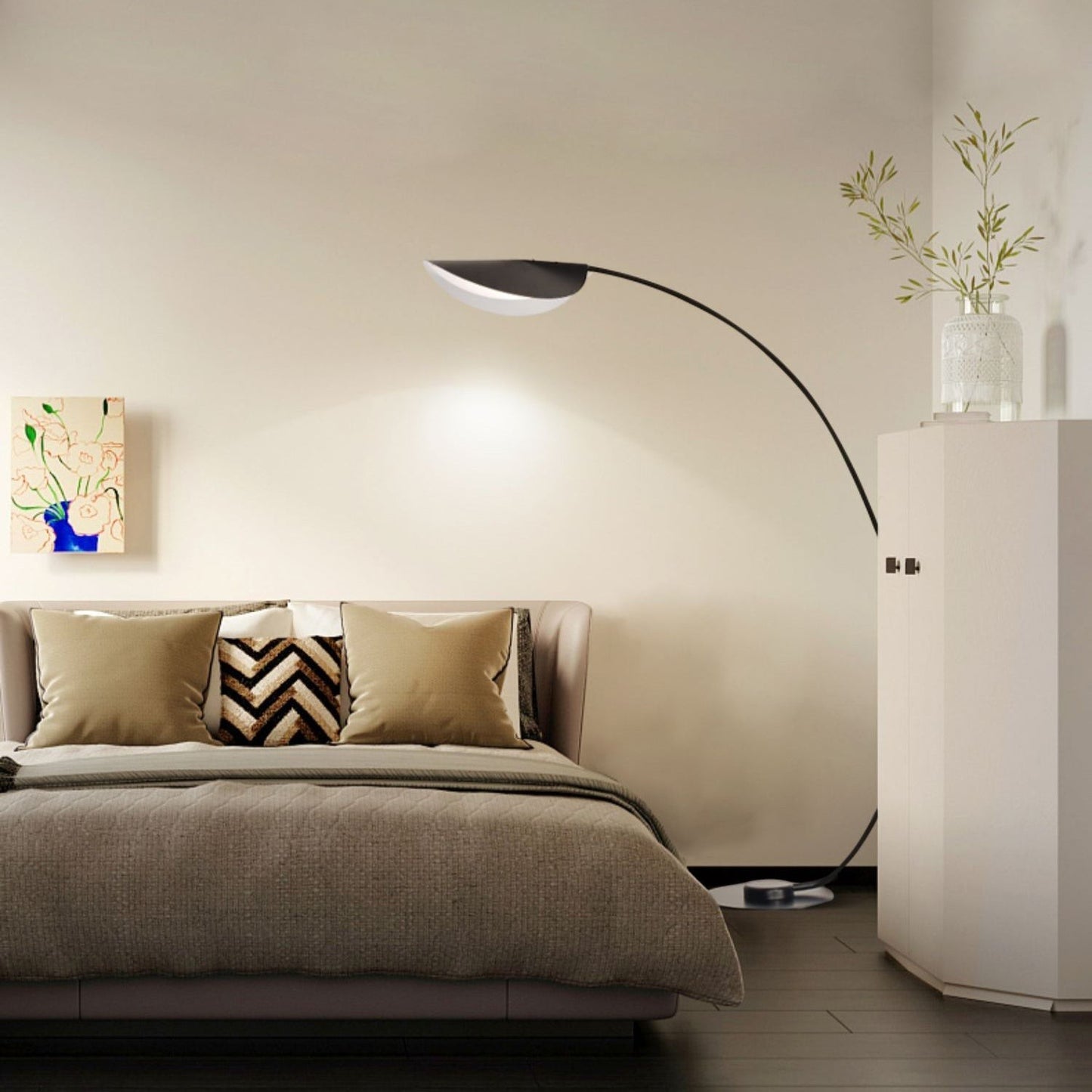 65-Inch Black Arc Metal Floor Lamp | Curved Reading Living Room