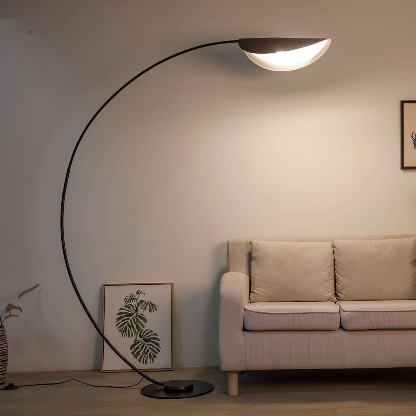 65-Inch Black Arc Metal Floor Lamp | Curved Reading Living Room