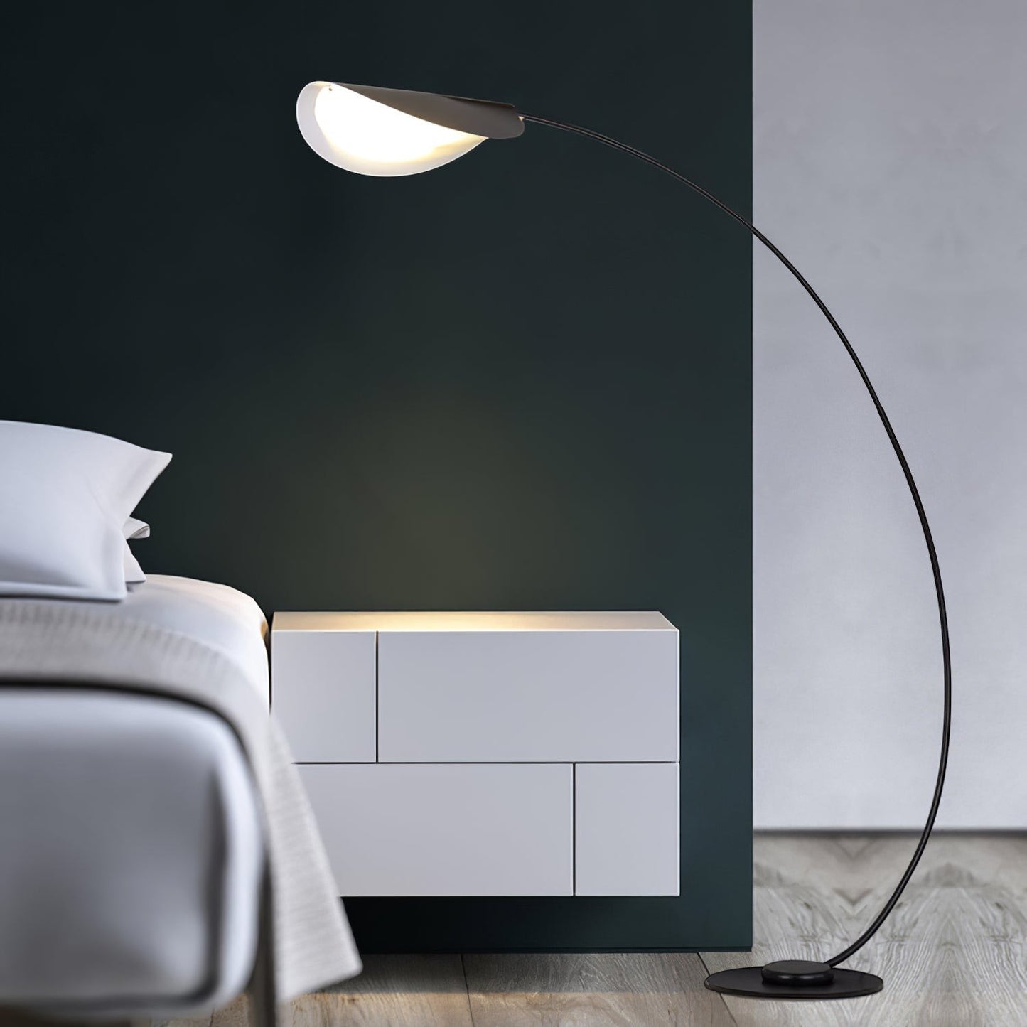 65-Inch Black Arc Metal Floor Lamp | Curved Reading Living Room