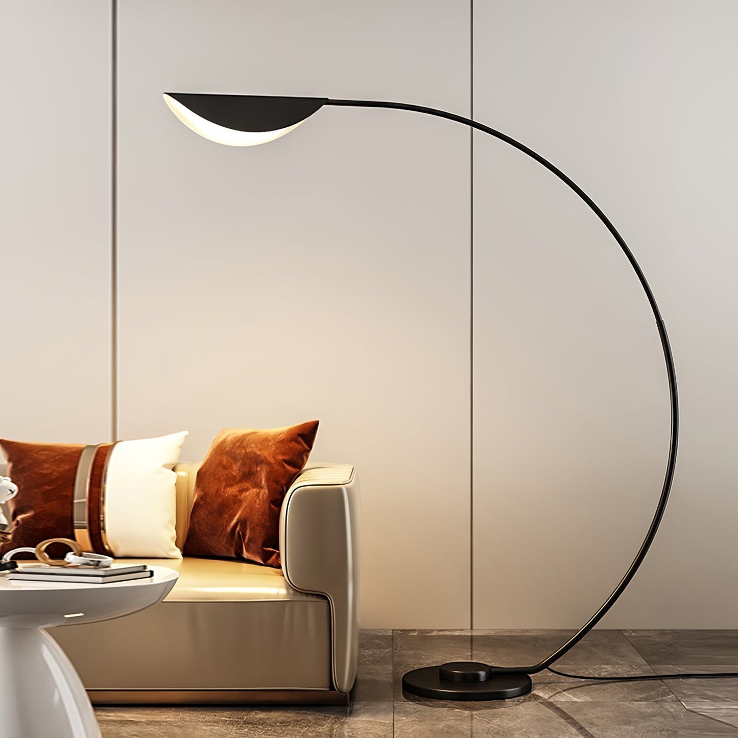 65-Inch Black Arc Metal Floor Lamp | Curved Reading Living Room