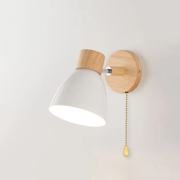 Cone Shade Wall Light - White Shade with Pull Chain