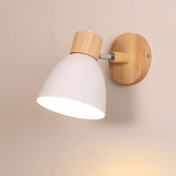 Cone Shade Wall Light - White Shade, Lit