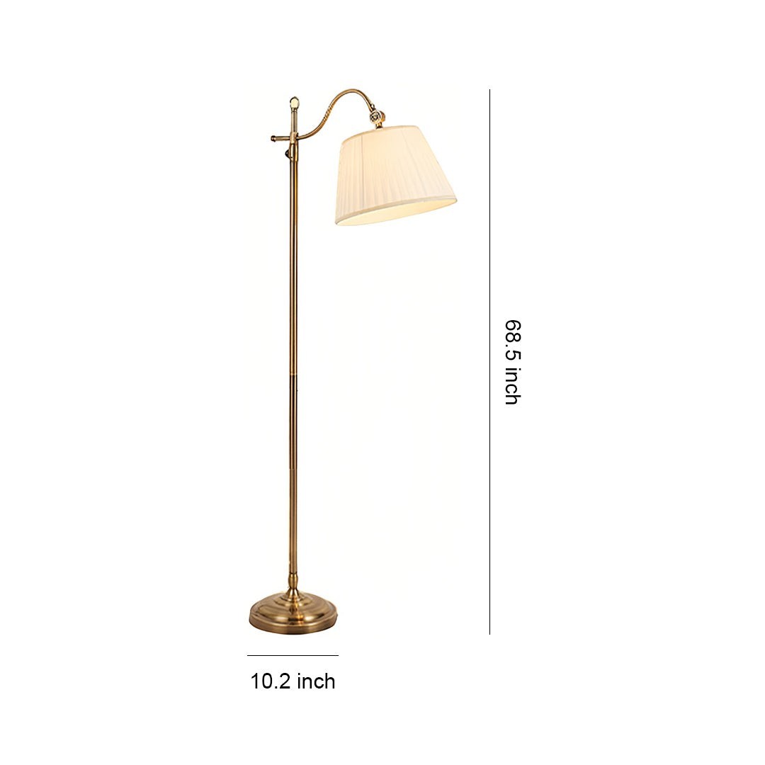 Adjustable Arch Fabric Shade Light Vintage Style | Copper Floor Lamp