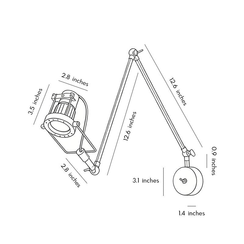 Industrial Adjustable LED Light | Nickel Swing Arm Sconce