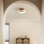 Retro Smoked Glass Flush Ceiling Light - In Bright Room with Arched Doorway