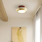 Retro Smoked Glass Flush Ceiling Light - Above Room with Wall Art