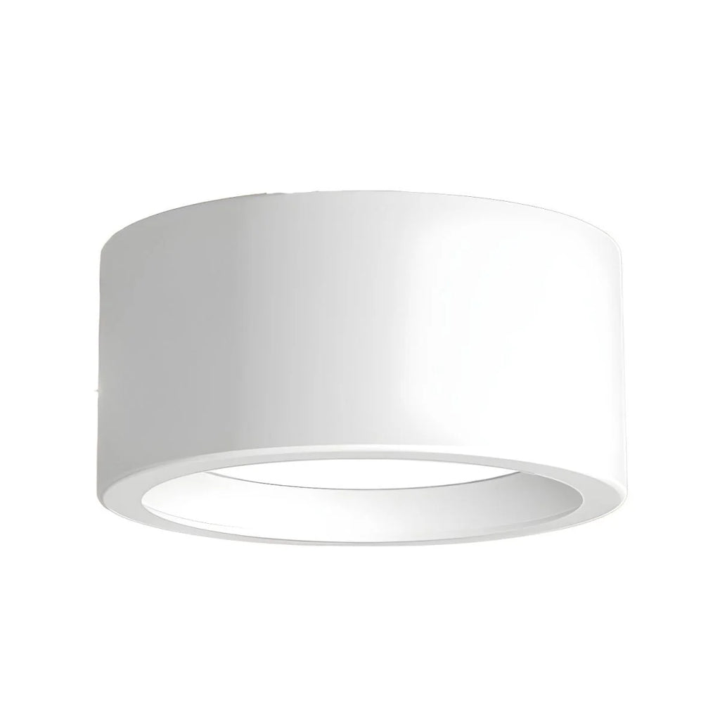 Cylinder LED Ceiling Light - White Finish on White Background