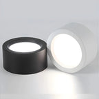Cylinder LED Ceiling Light - Black and White Finishes, Lit