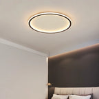 Ring LED Ceiling Light - Black Ring in Bedroom with Dark Feature Wall