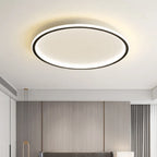 Ring LED Ceiling Light - Black Ring Above Bedroom, Warm Light