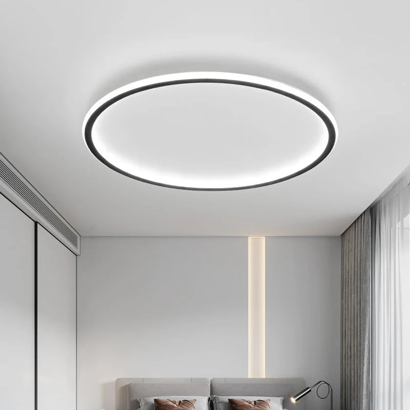 Ring LED Ceiling Light - Black Ring in Bedroom, Cool Light