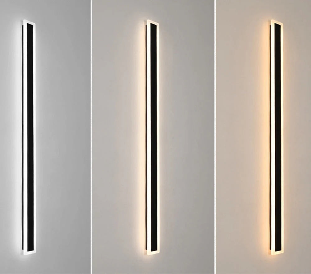 Slim Rectangular Outdoor Wall Light - Three Light Colours Side by Side