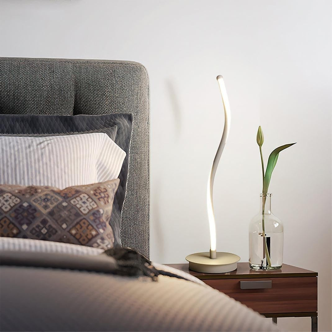 Curved Black Iron Built-In 10W 1100lm LED Table Lamp | 56cm Tall