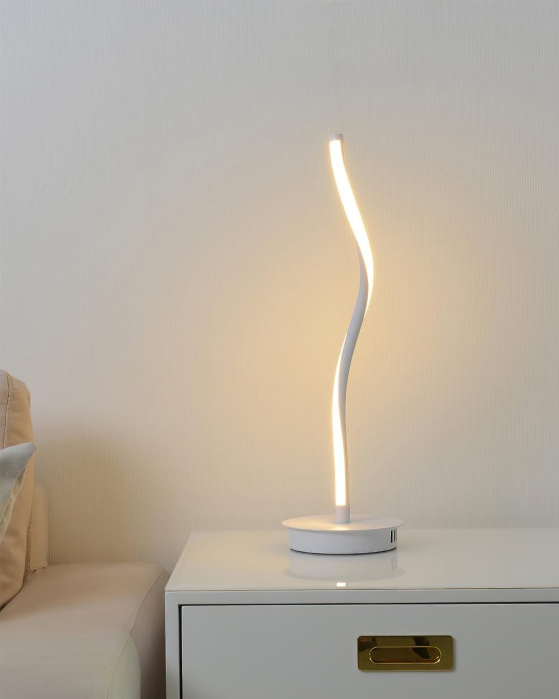 Curved Black Iron Built-In 10W 1100lm LED Table Lamp | 56cm Tall