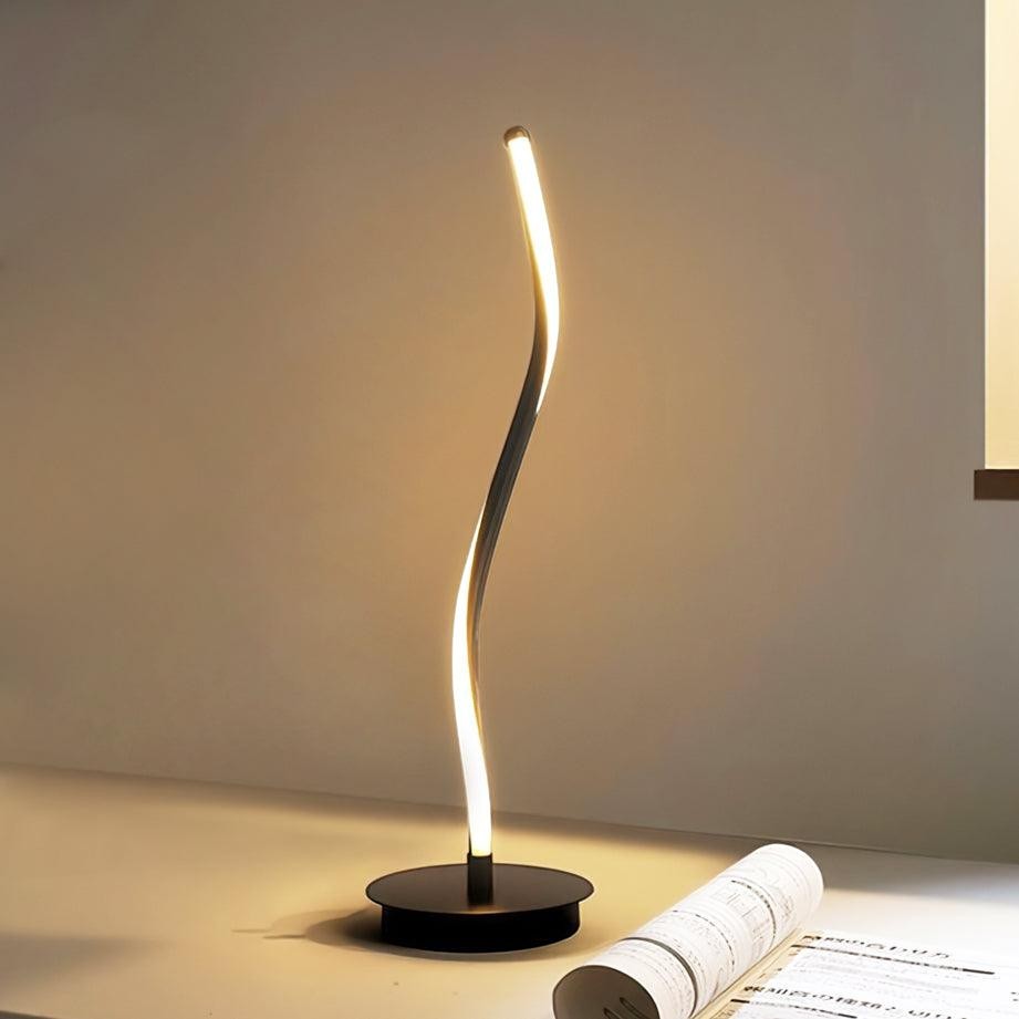 Curved Black Iron Built-In 10W 1100lm LED Table Lamp | 56cm Tall