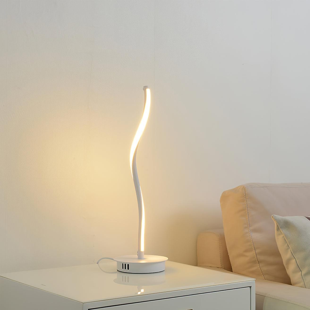 Curved Black Iron Built-In 10W 1100lm LED Table Lamp | 56cm Tall