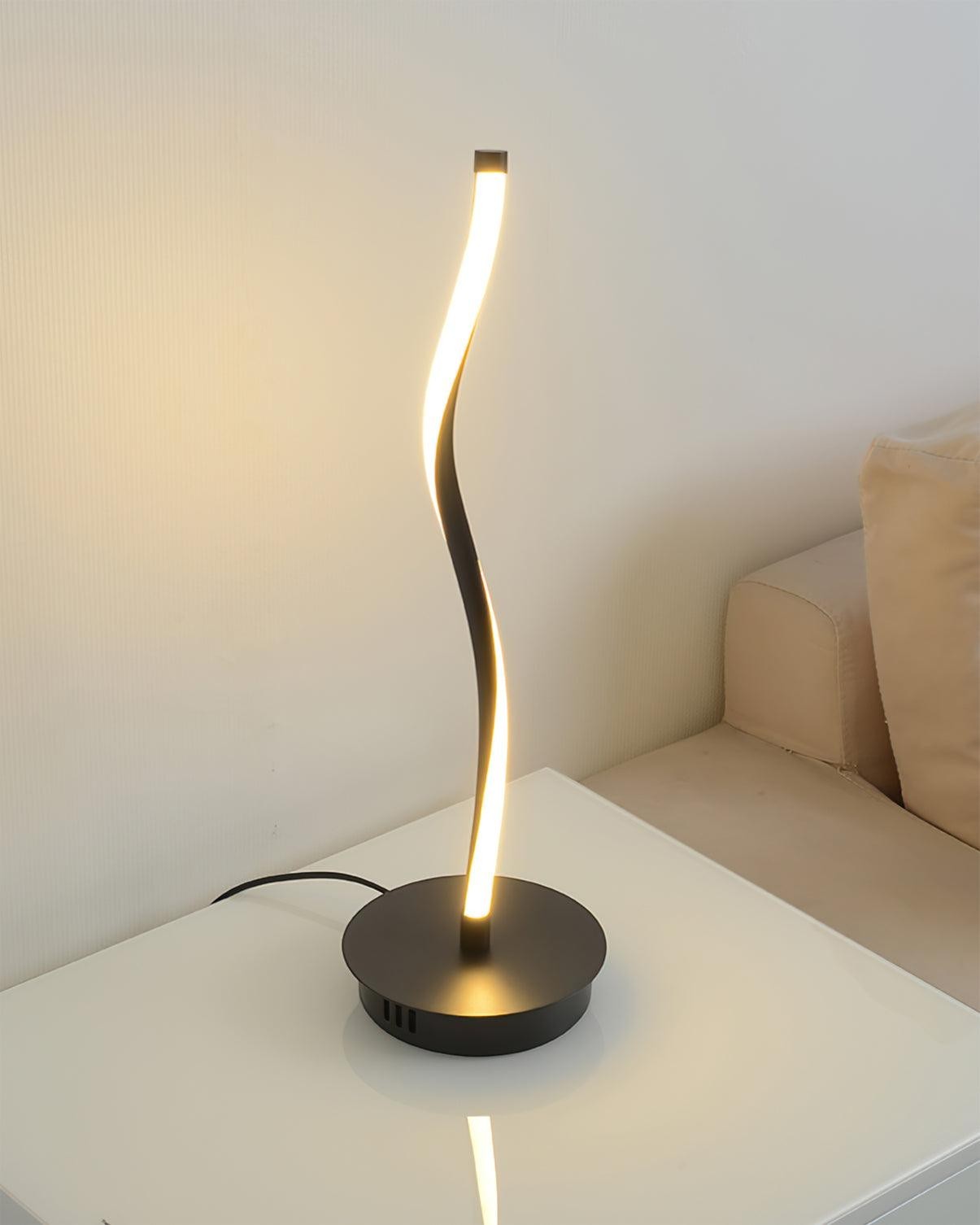 Curved Black Iron Built-In 10W 1100lm LED Table Lamp | 56cm Tall