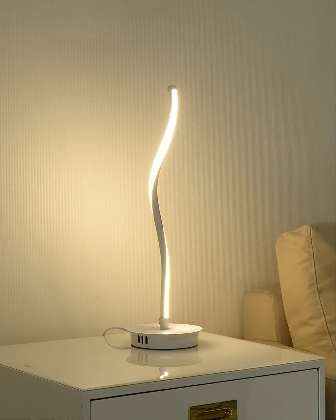 Curved Black Iron Built-In 10W 1100lm LED Table Lamp | 56cm Tall