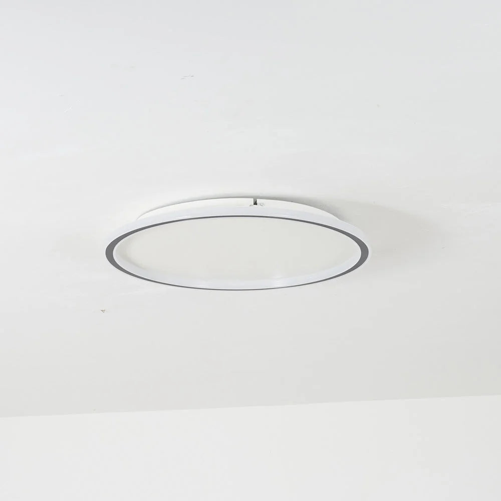 Round LED Flush Ceiling Light - Silver Ring, Unlit