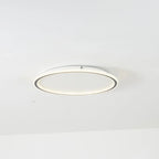 Round LED Flush Ceiling Light - White Ring, Side Angle