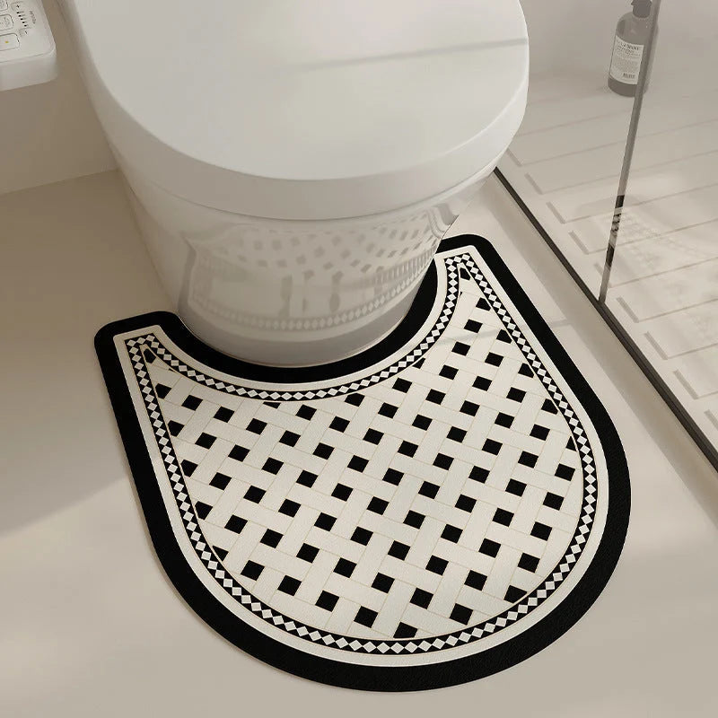 3-Piece Bathroom Mat Set - Close-Up of Contour Mat Around Toilet