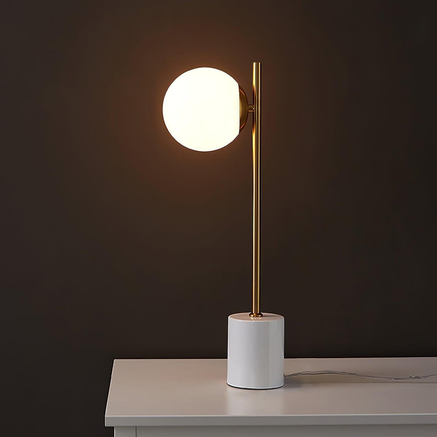 Natural Marble Base & White Glass Table Lamp | 15cm 53cm Modern
