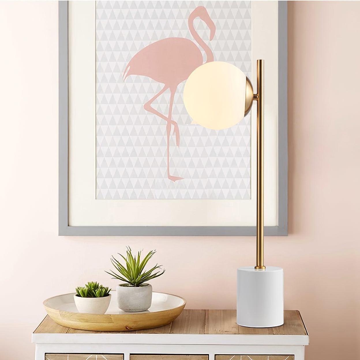 Natural Marble Base & White Glass Table Lamp | 15cm 53cm Modern