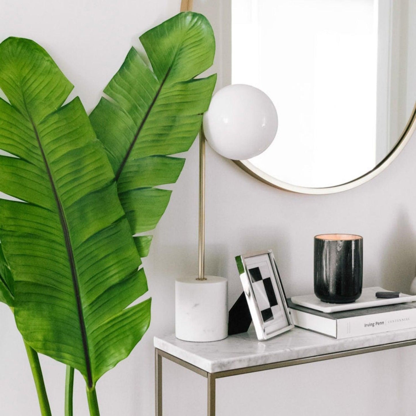 Natural Marble Base & White Glass Table Lamp | 15cm 53cm Modern