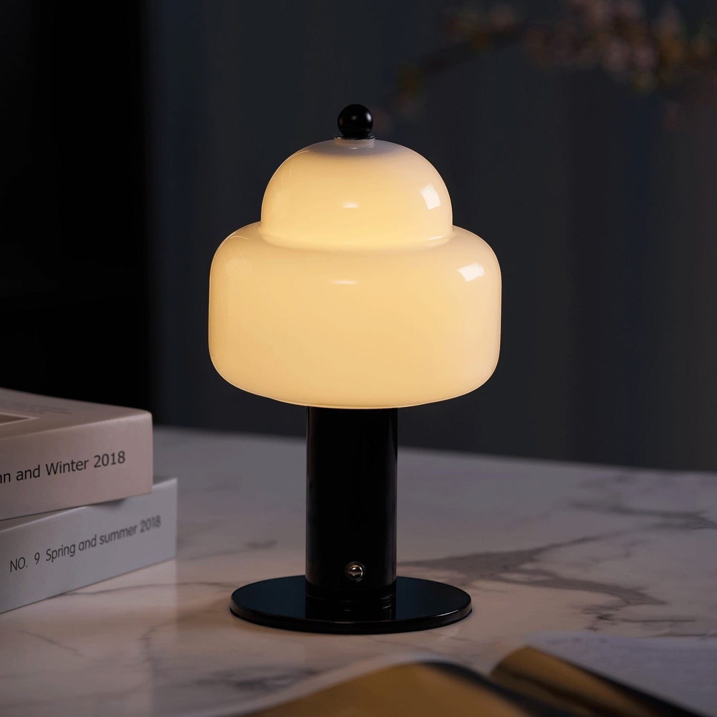 Double Glass Dome Rechargeable Table Lamp | Cordless Metal Base LED