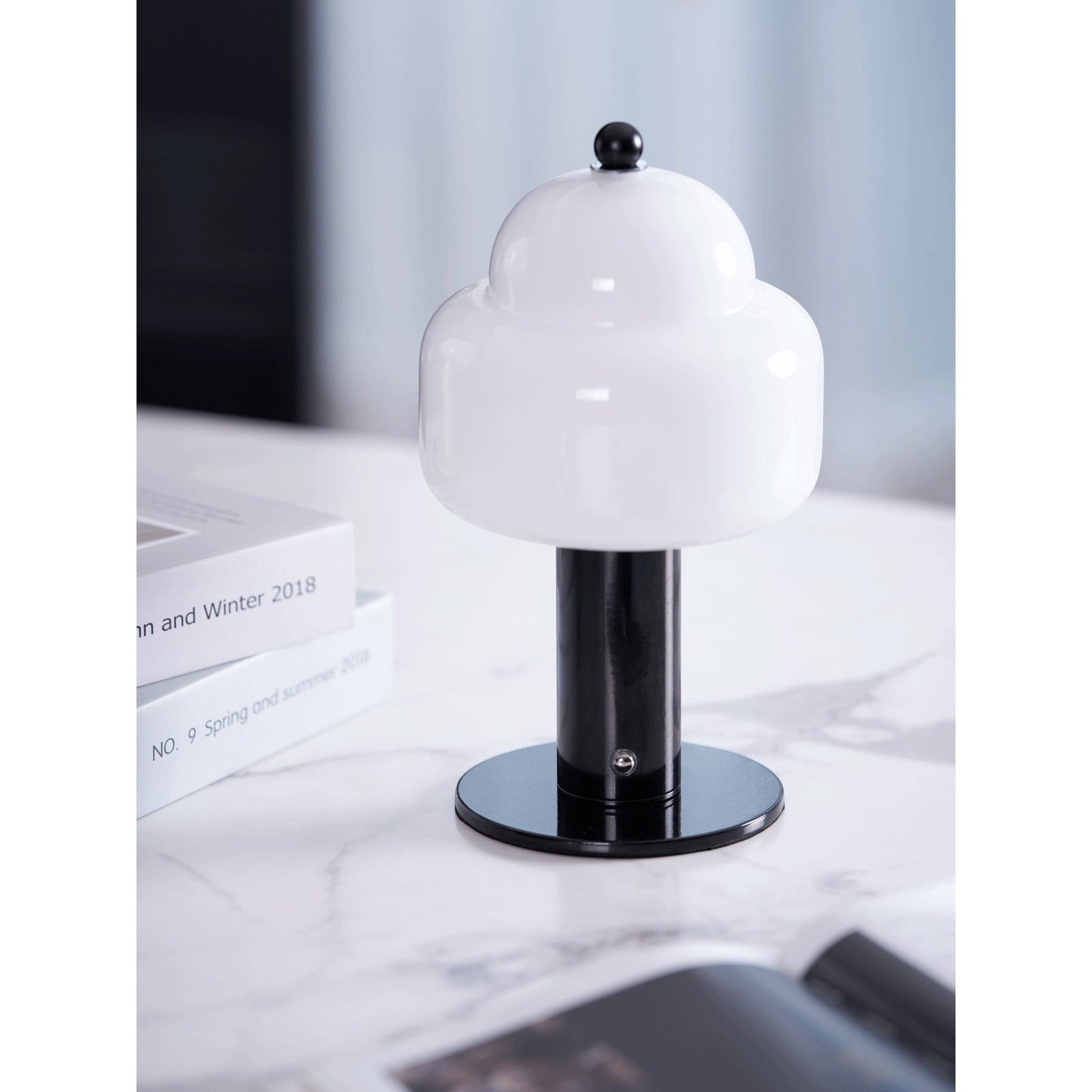 Double Glass Dome Rechargeable Table Lamp | Cordless Metal Base LED