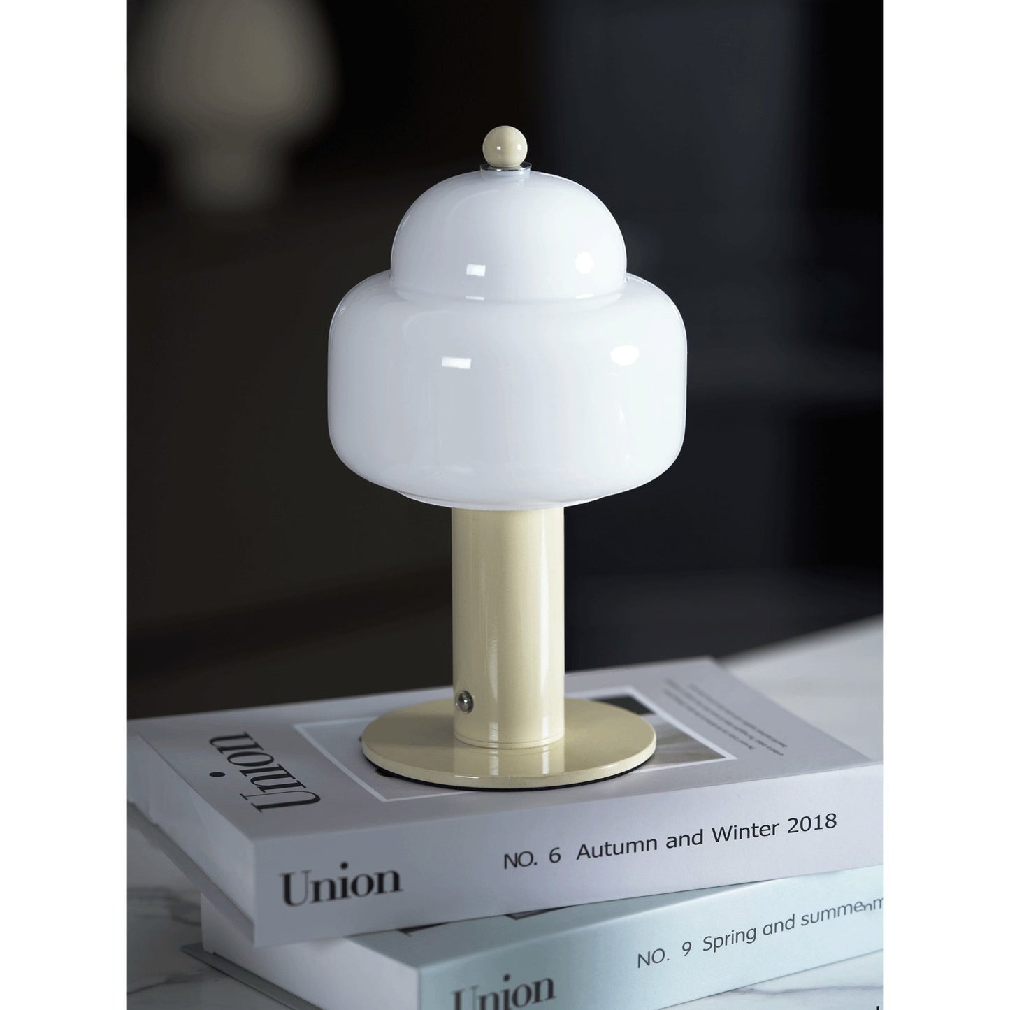 Double Glass Dome Rechargeable Table Lamp | Cordless Metal Base LED