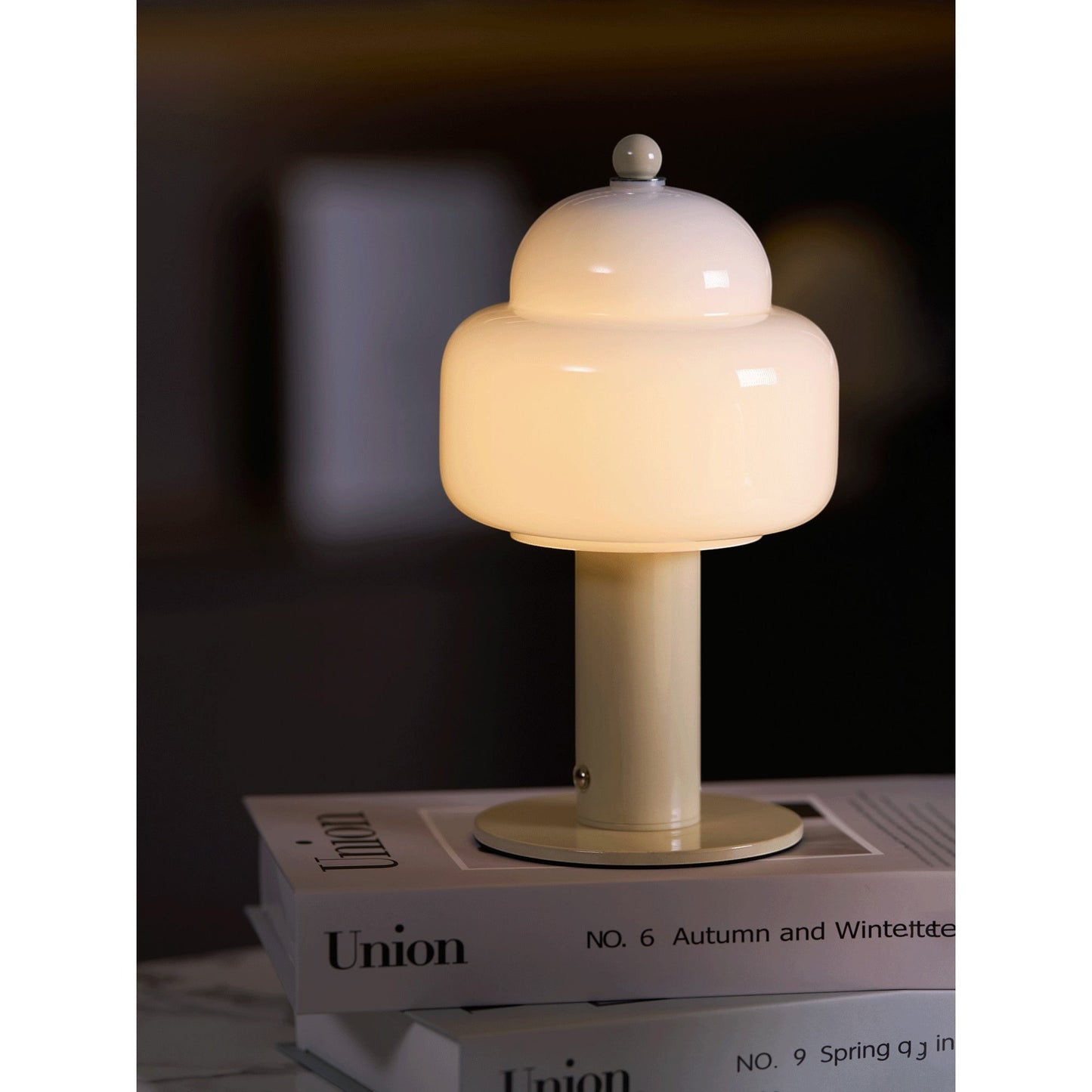 Double Glass Dome Rechargeable Table Lamp | Cordless Metal Base LED